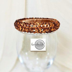 Handmade Bangle (br7) Bracelet Brown Copper Sequin 7"-8"